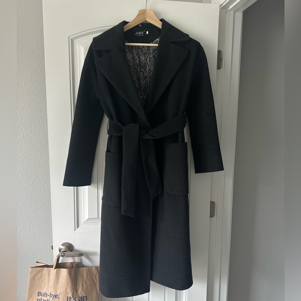 Wool coat long Heather Dark Gray women’s winter